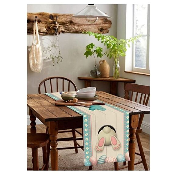 NWT LARMOY Easter Table Runner 13x72 Inches Long, Funny Bunny Tail - Picture 4 of 6